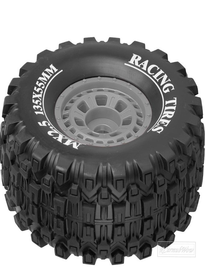 RCarmubWow RC Short Course Truck Tires Wheels for 1/7 1/8 RC Buggy Truck Car ARRM A Mojave 6S TRAXXA UDR, 17MM Adapter Wearable Off-Road Buggy Tire All Terrain Off Road Tyres,4pcs,Grey - Image 5